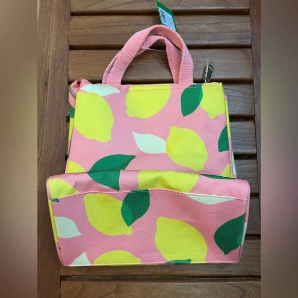 Kate Spade Pink Lunch Tote with Lemon Print - Picture 2 of 3